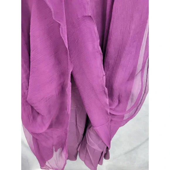 Amsale Silk Chiffon Bridesmaid Dress Plum Purple Size 14 Formal Gown - Picture 7 of 11
